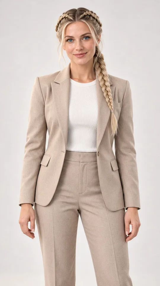 Agenten i Nyagent, en smilende kvinne i beige dress